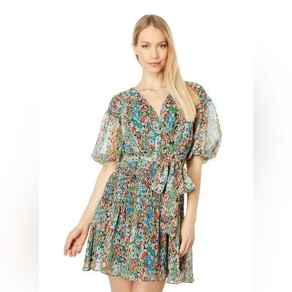 NWT Ted Baker London Tiania Black Floral Mini Dress Sz 8 (3) Fall Trend - Picture 2 of 10